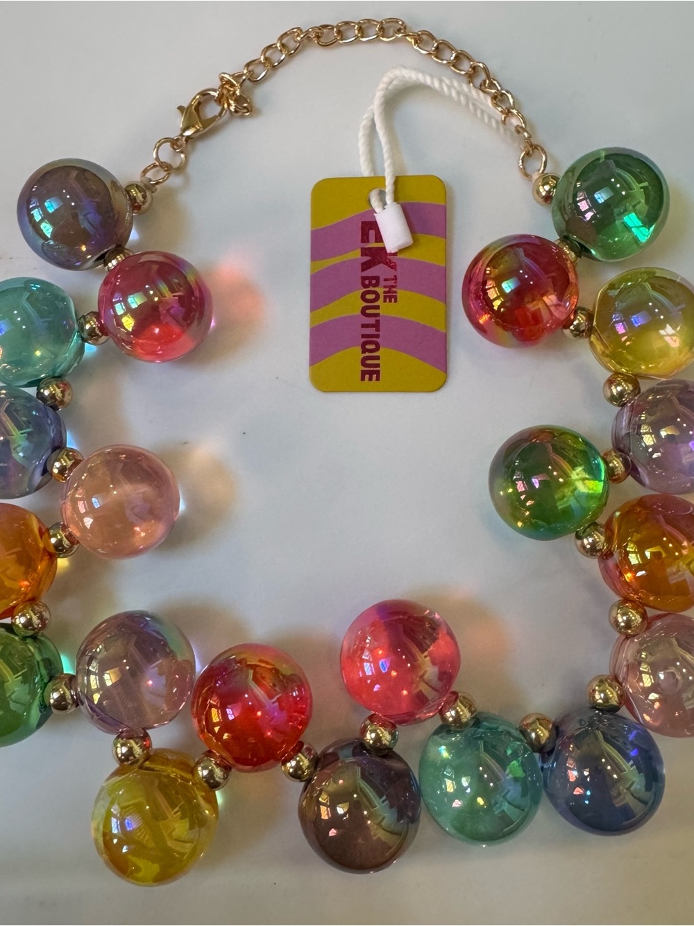 The Rainbow Bubble Multicolor Iridescent Bead Necklace